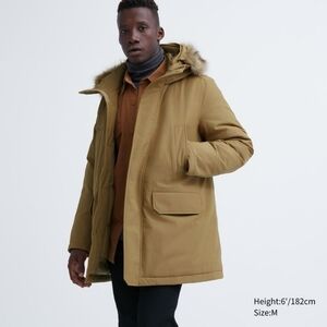 Uniqlo Men's Tan Parka with Fur Hood